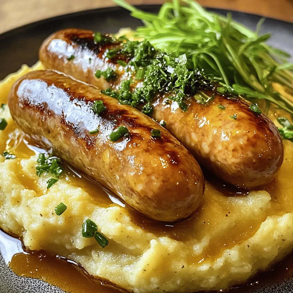 Um Bangers and Mash mit Zwiebelsoße zuzubereiten, brauchen wir einige frische Zutaten. Hier sind die benötigten Zutaten: