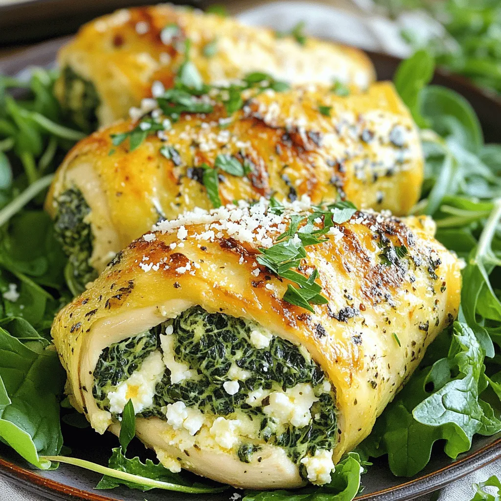 Für die Spinach Stuffed Chicken Roll-Ups brauchst du folgende Zutaten: - 4 Hähnchenbrustfilets - 200 g frischer Spinat, gewaschen und grob gehackt - 150 g Ricotta-Käse - 100 g Feta-Käse, zerbröckelt - 2 Knoblauchzehen, fein gehackt - 1 Teelöffel Zitronensaft - 1 Teelöffel Oregano - Salz und Pfeffer nach Geschmack - 2 Esslöffel Olivenöl - ½ Tasse geriebener Parmesan-Käse für das Topping - 1 Packung Zahnstocher oder Küchengarn zum Binden