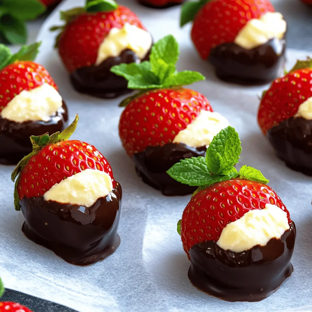 Schokoladenüberzogene Käsekuchen-Erdbeeren Genuss Pur
