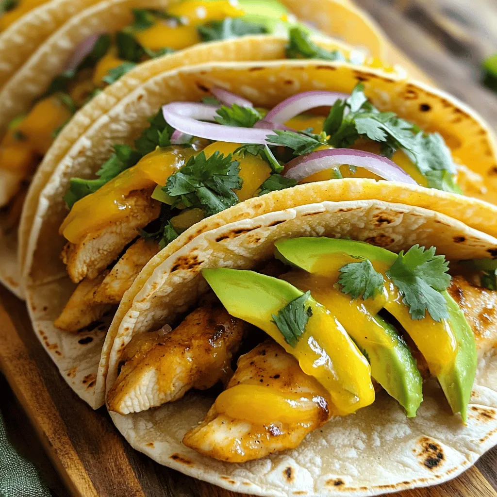Spicy Mango Glazed Chicken Tacos mit frischen Zutaten