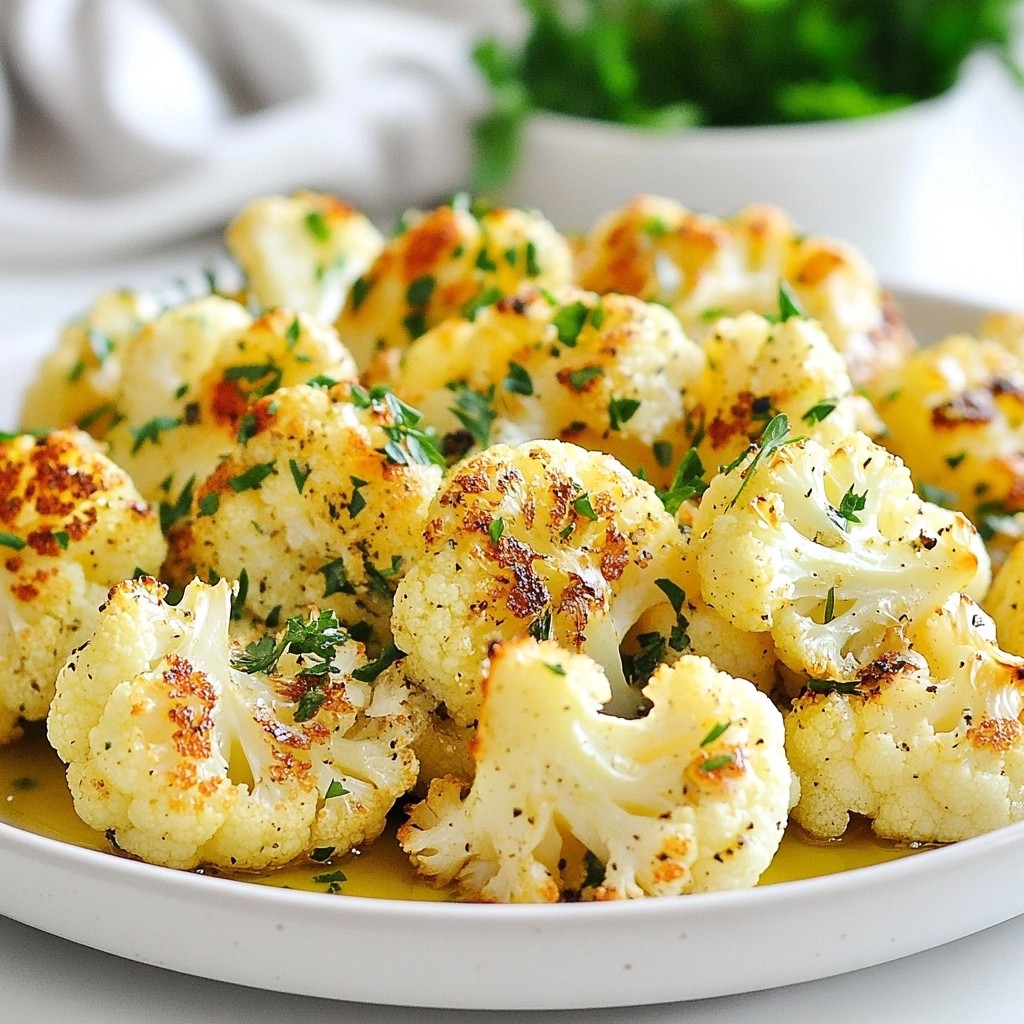Einfache Beilage Knoblauch Kräuter Blumenkohlröschen