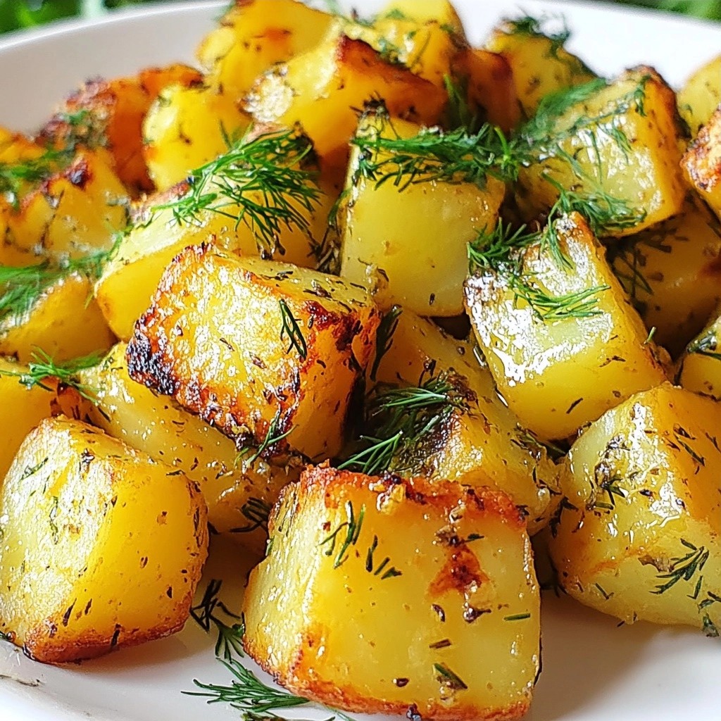 Savory easy side dish Dill Roasted Potato Cubes Rezept