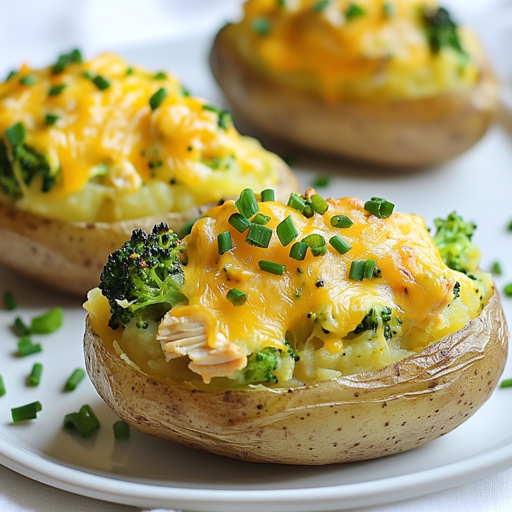 Cheesy Chicken Broccoli Stuffed Potatoes Rezept genial