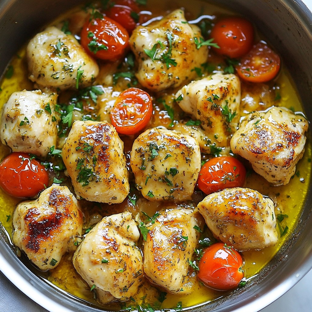 Knoblauchbutter Hähnchen Bites Skillet Einfach und Lecker