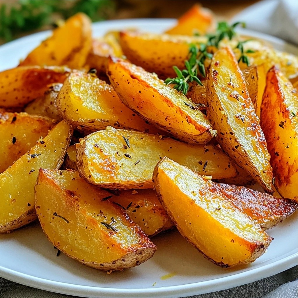 Crispy easy side dish Garlic Thyme Potato Wedges