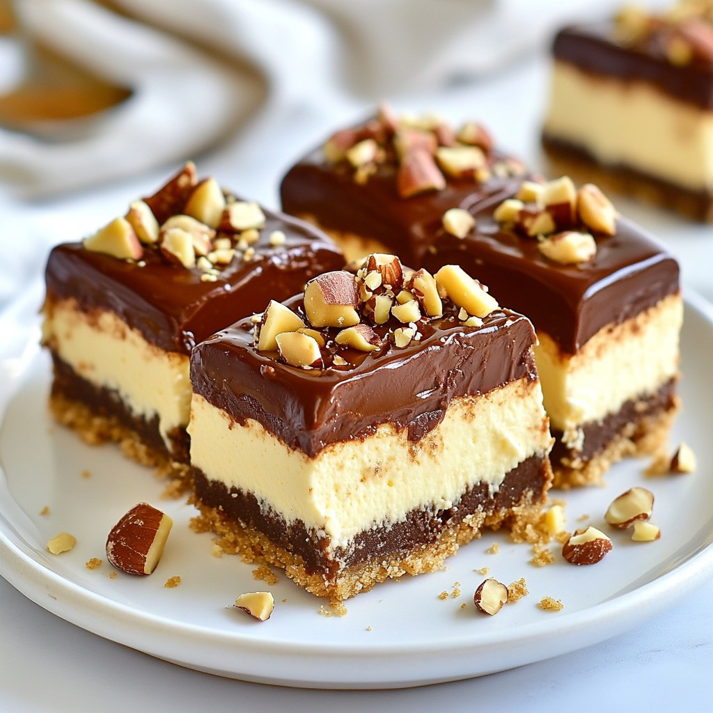 Schokoladenhaselnuss-Käsekuchenriegel lecker genießen