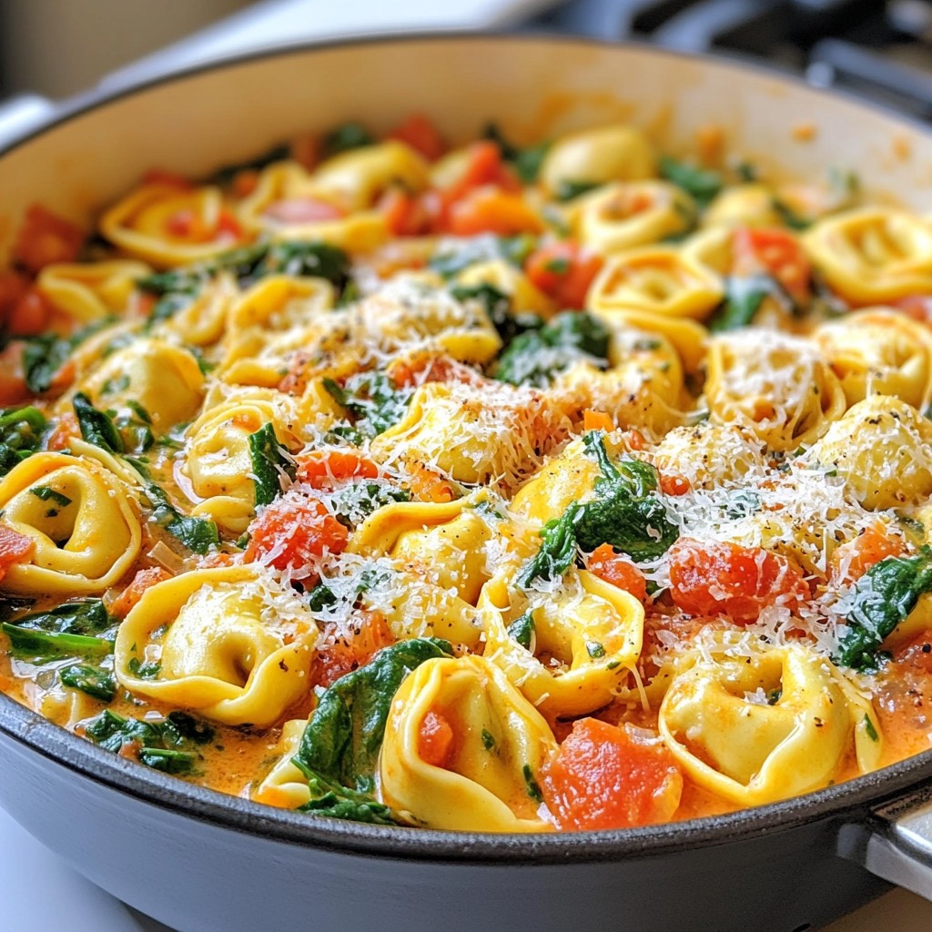 Crema-Tomaten-Tortellini-Pfanne Einfache und Schnelle Mahlzeit