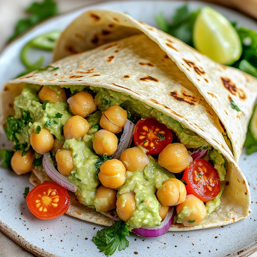 Einfache Avocado Kichererbsen Salat Wraps Rezept