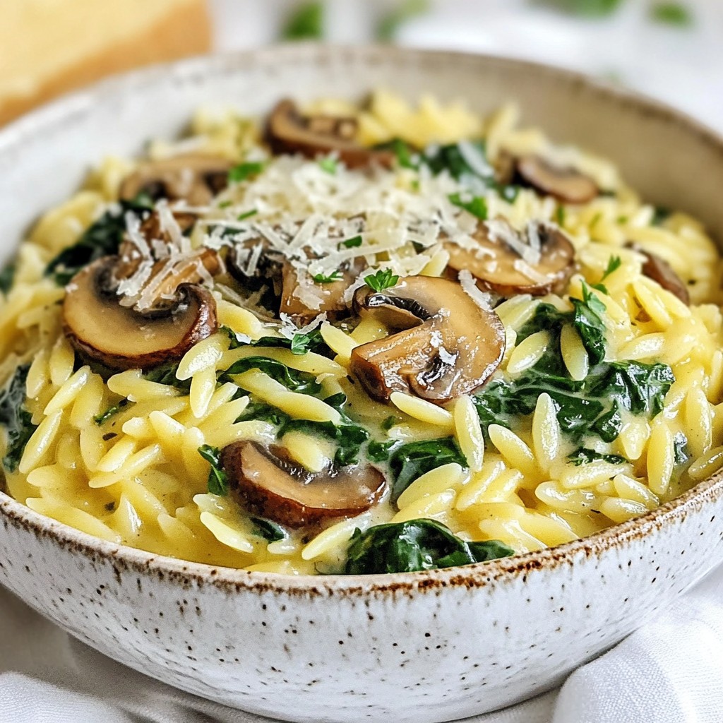 Creamy Garlic Mushroom Orzo Einfaches und Köstliches Gericht