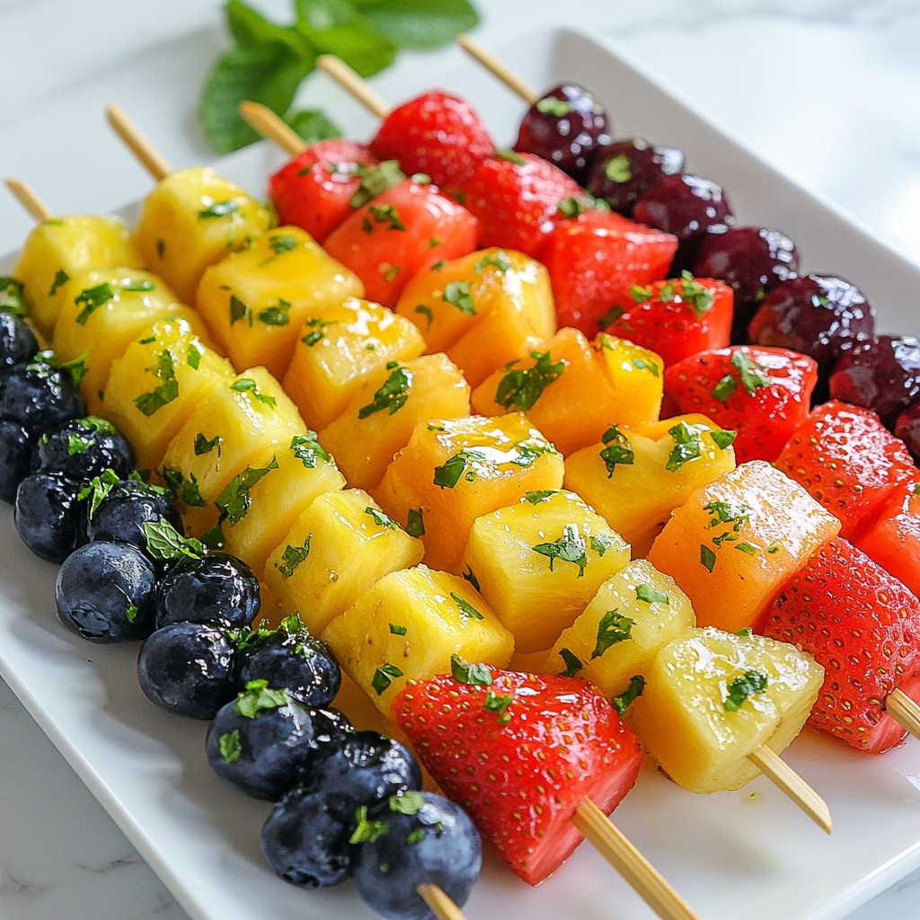 Köstliche Honey Lime Fruit Salad Skewers Rezept