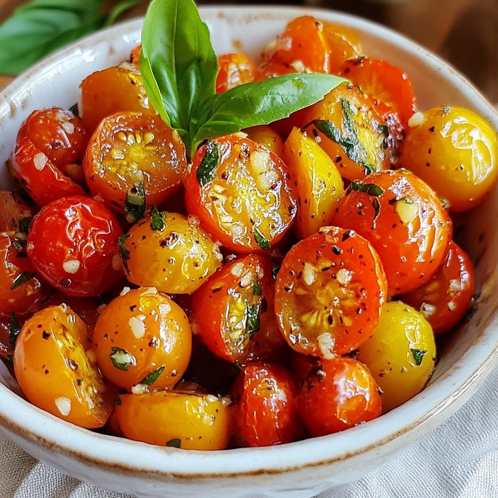 Schnelle Beilage Knoblauchgeröstete Kirschtomaten