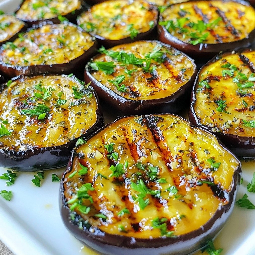 Schnelles Beilagenrezept Gegrillte Knoblauch-Kräuter-Auberginen