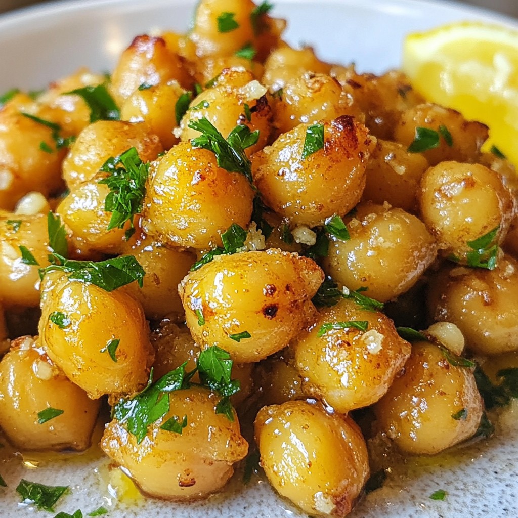 Einfache knusprige Knoblauchbutter Kichererbsen