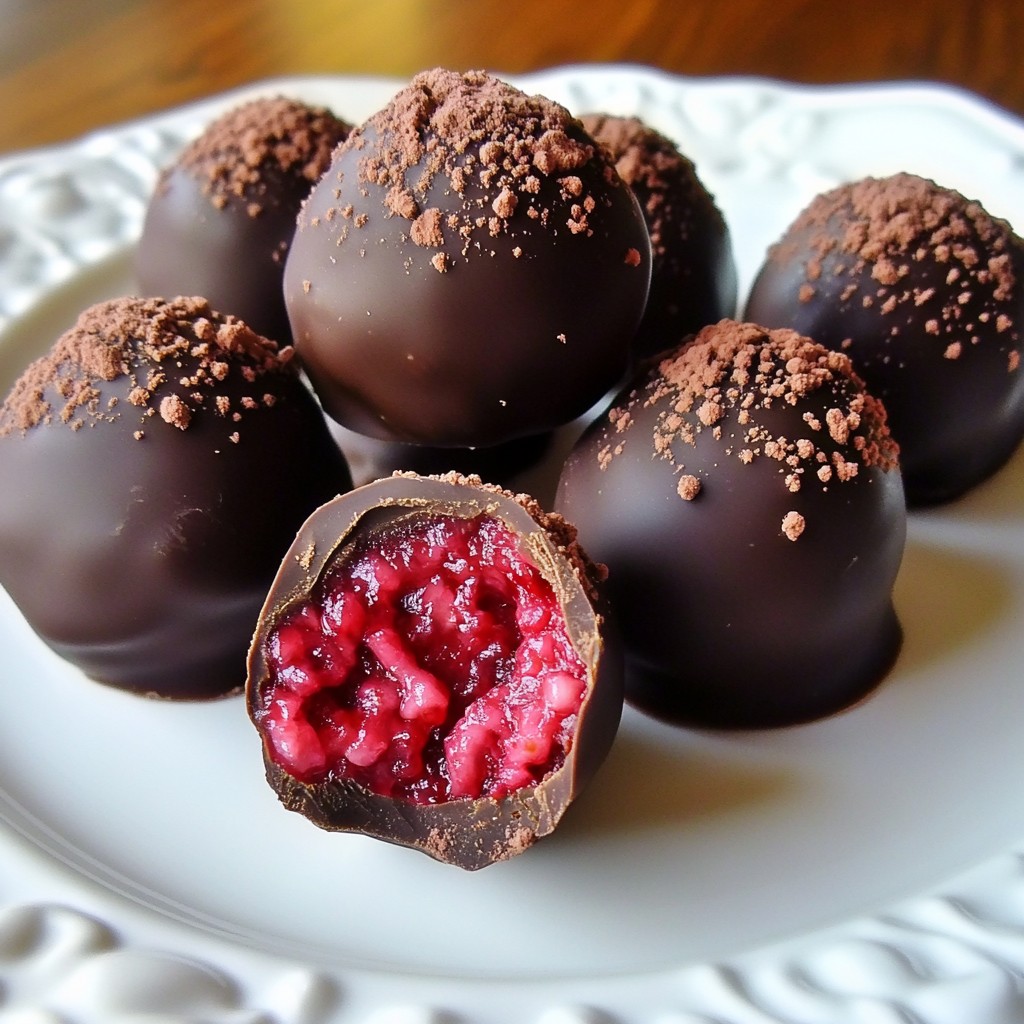 Dunkle Schokoladen-Himbeer-Trüffel für Genießer