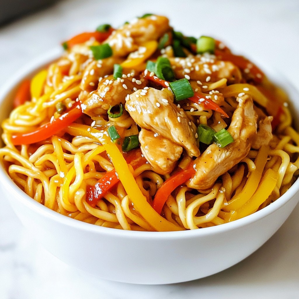 Spicy Szechuan Chicken Noodles köstlich und würzig