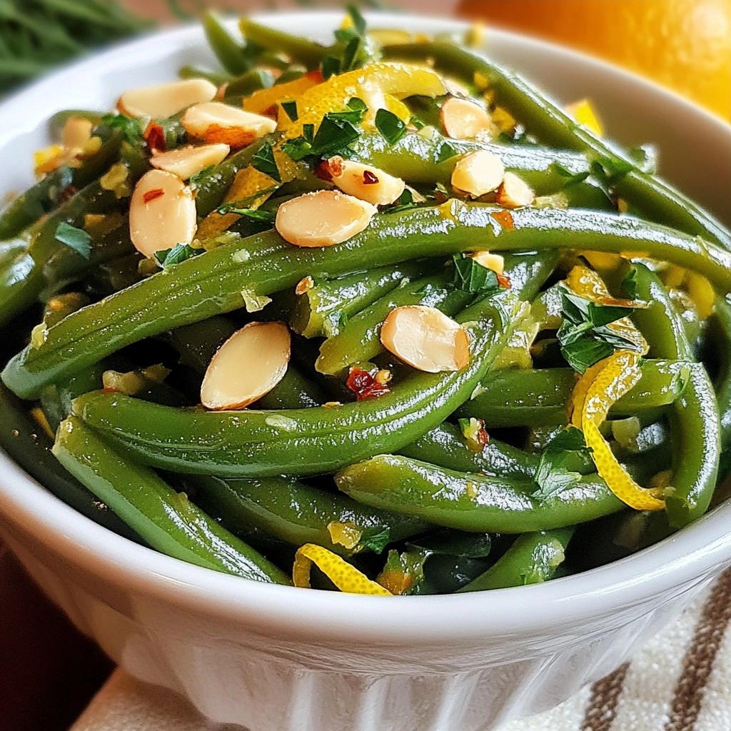 Schnelles Beilagengericht Citrus Almond Green Beans