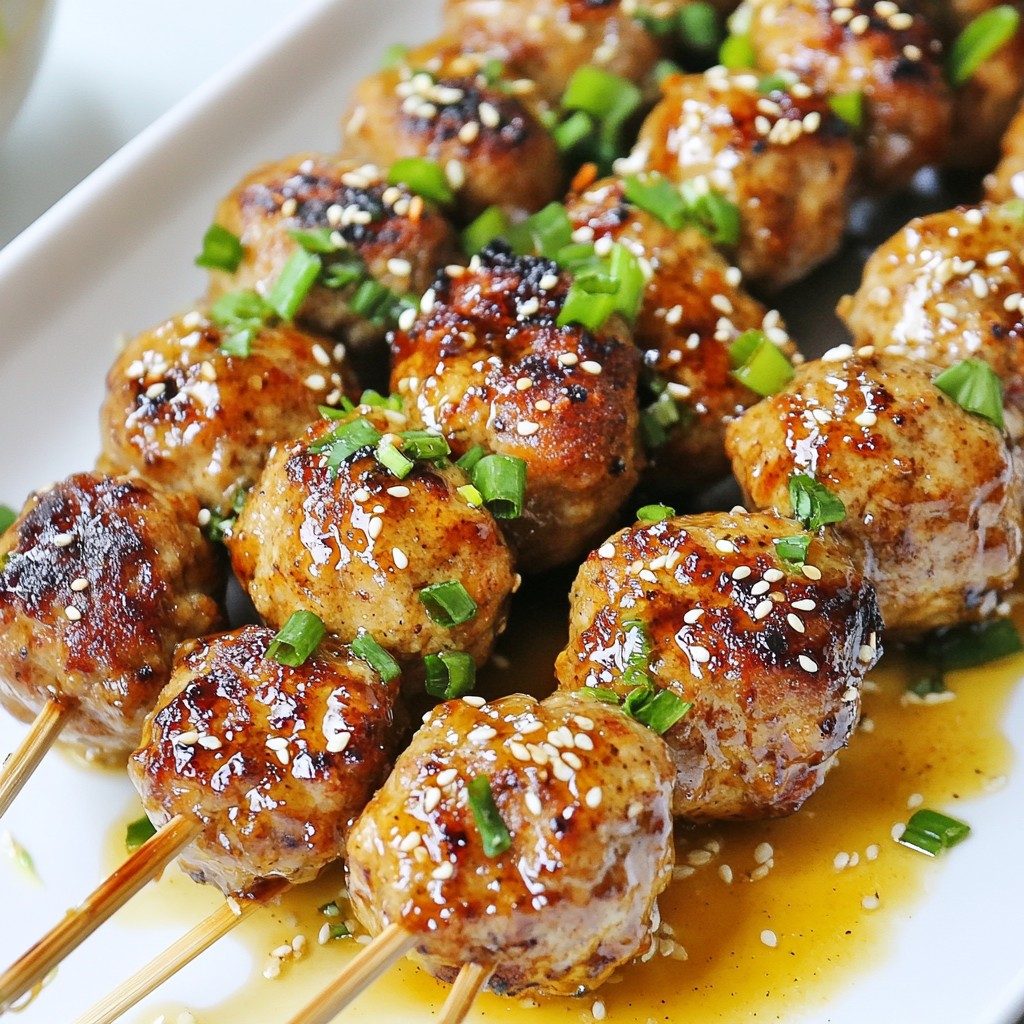 Teriyaki Glazed Meatball Skewers Einfache Grilloption