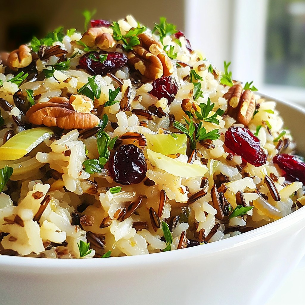 Festliches einfaches Beilagengericht Wildreis mit Cranberries