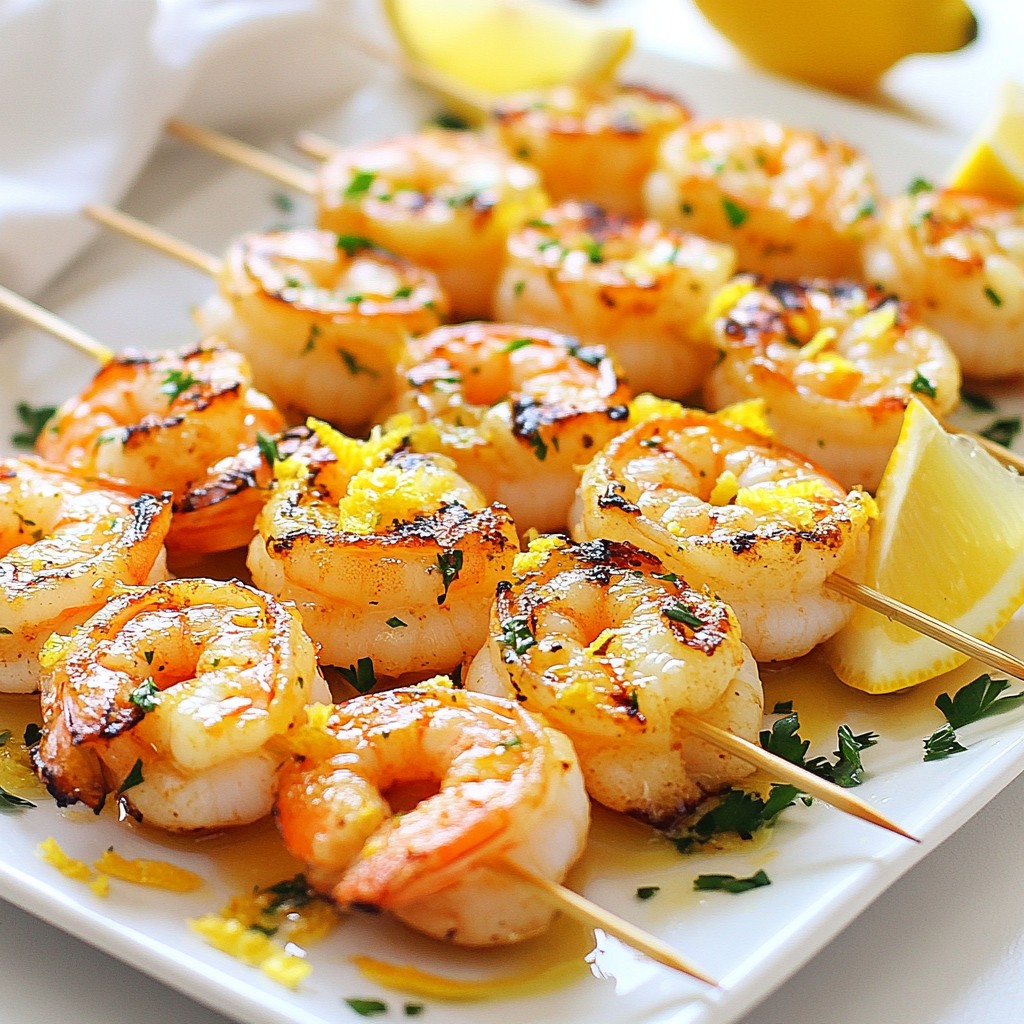 Lemon Garlic Shrimp Skewers Einfaches und köstliches Rezept