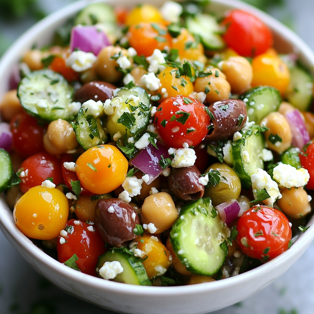 Einfache griechische Kichererbsensalat-Schalen