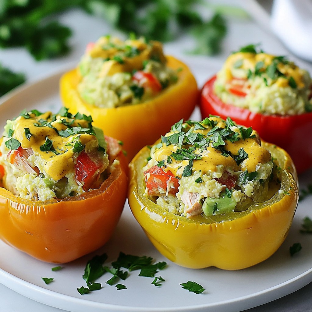 Einfache Avocado Thunfischsalat gefüllte Paprika