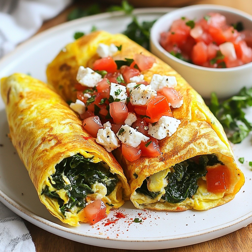 Schnelle Spinach Feta Omelette Wrap Idee Lecker und Gesund