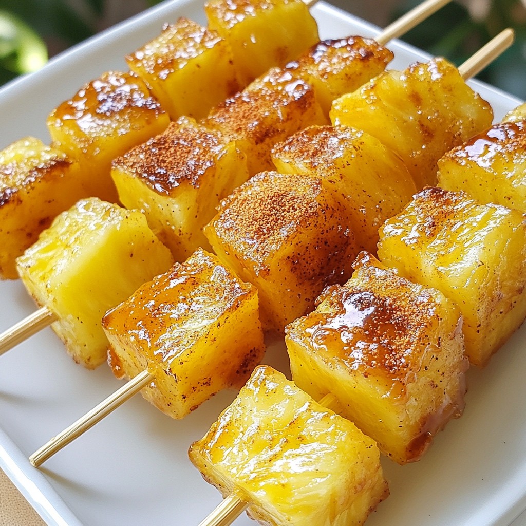 Spicy quick side dish Caramelized Pineapple Skewers
