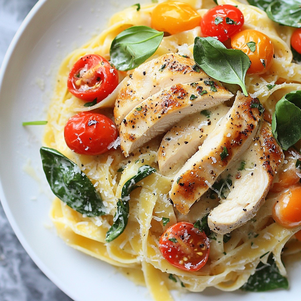 Cremige toskanische Hähnchen-Pasta schnelles Gericht