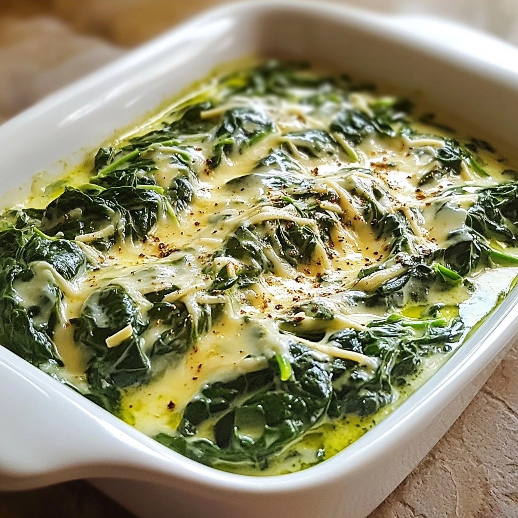 Einfache Beilage Cremed Spinach mit Parmesan Rezept