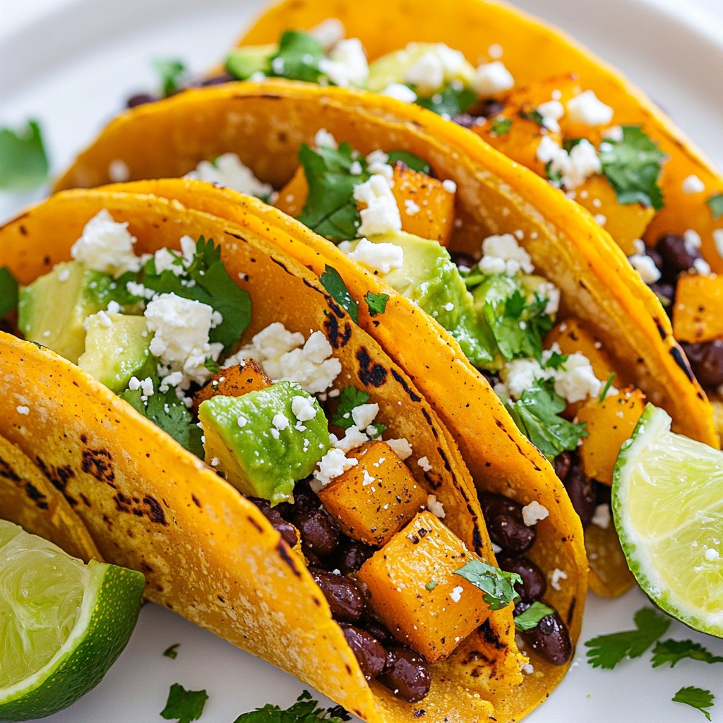 Butternut Squash Tacos with Black Beans Einfaches Rezept