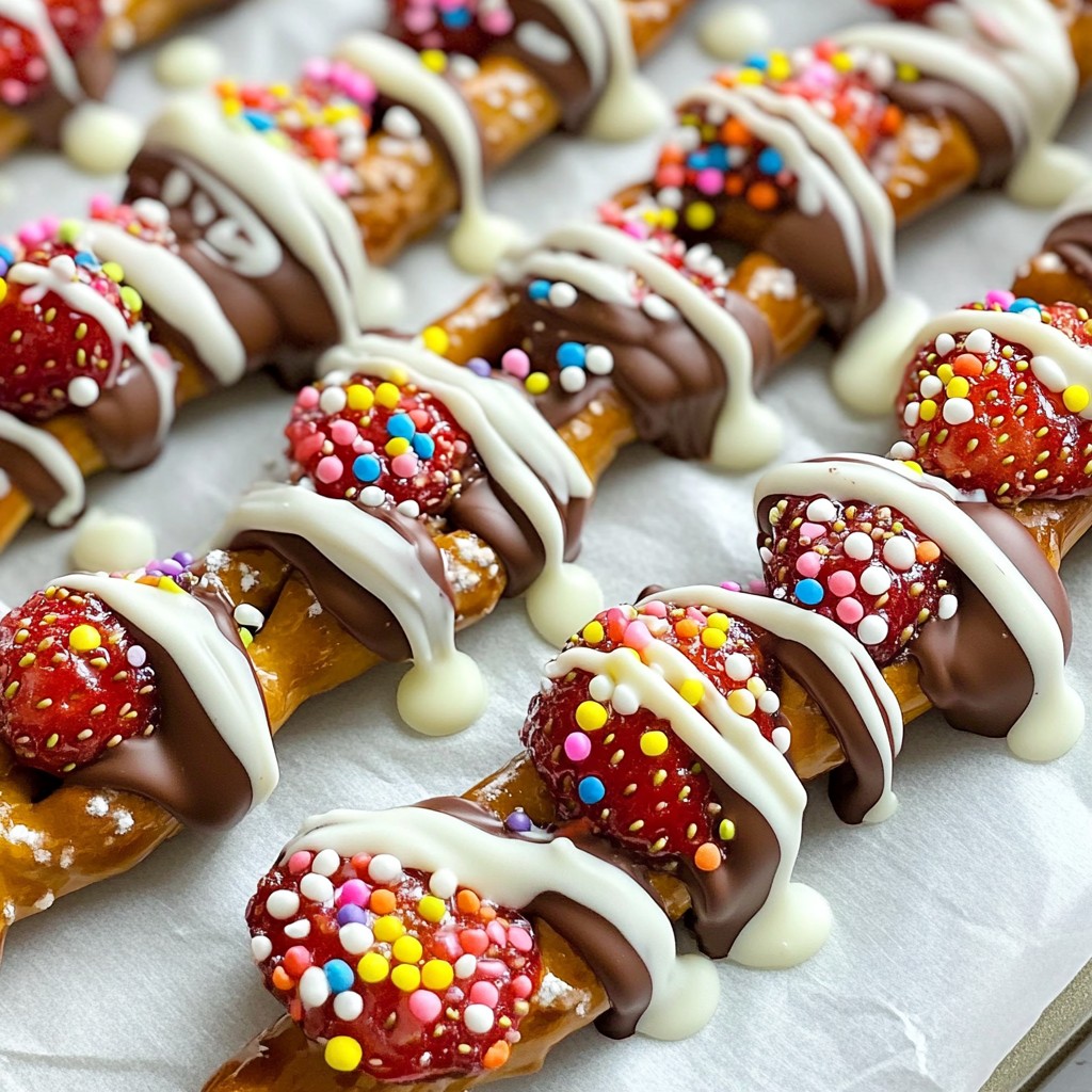 Schokoladenüberzogene Erdbeer-Brezeln lecker genießen