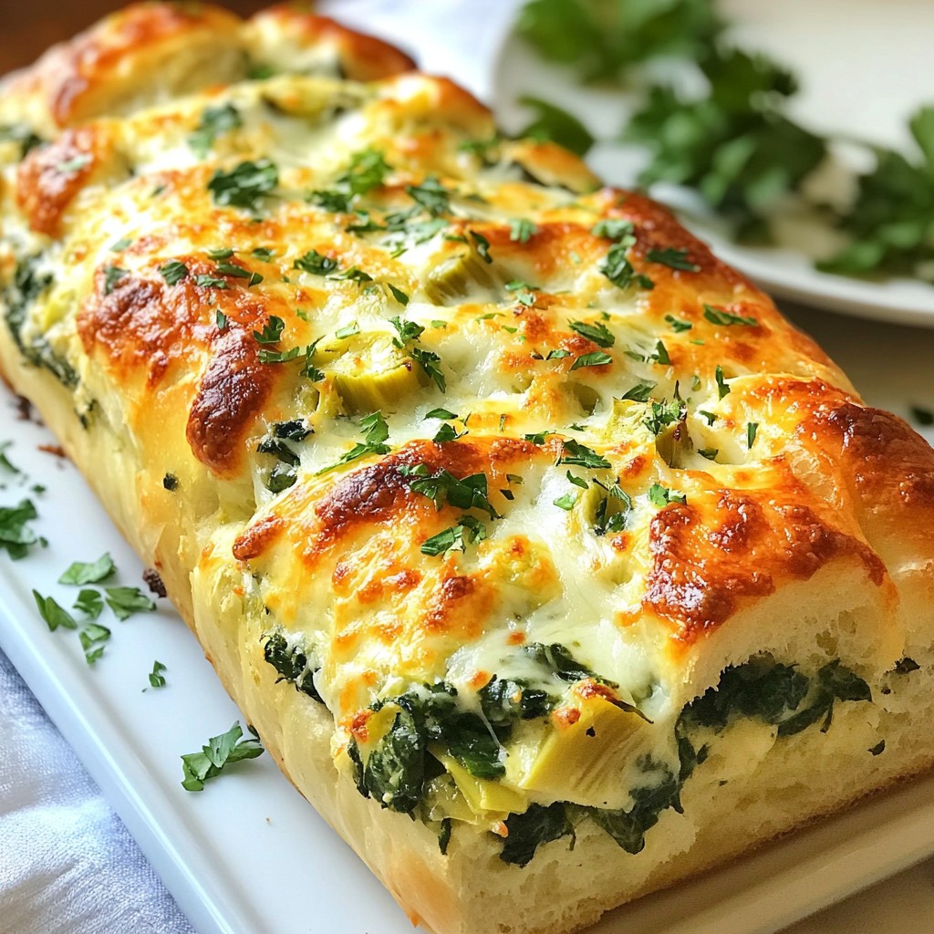 Cremiges Spinats-Artischocken-Gefülltes Brot Rezept