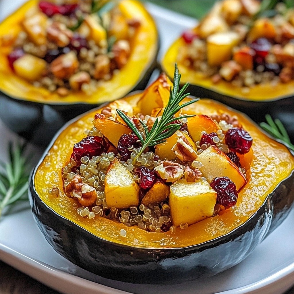 Festliche Beilage Rosemary Apple Stuffed Acorn Squash