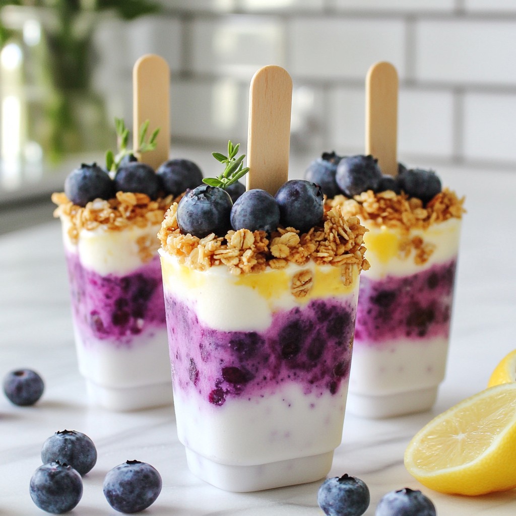 Blaubeer Zitronen Parfait Pops Frisch und Lecker