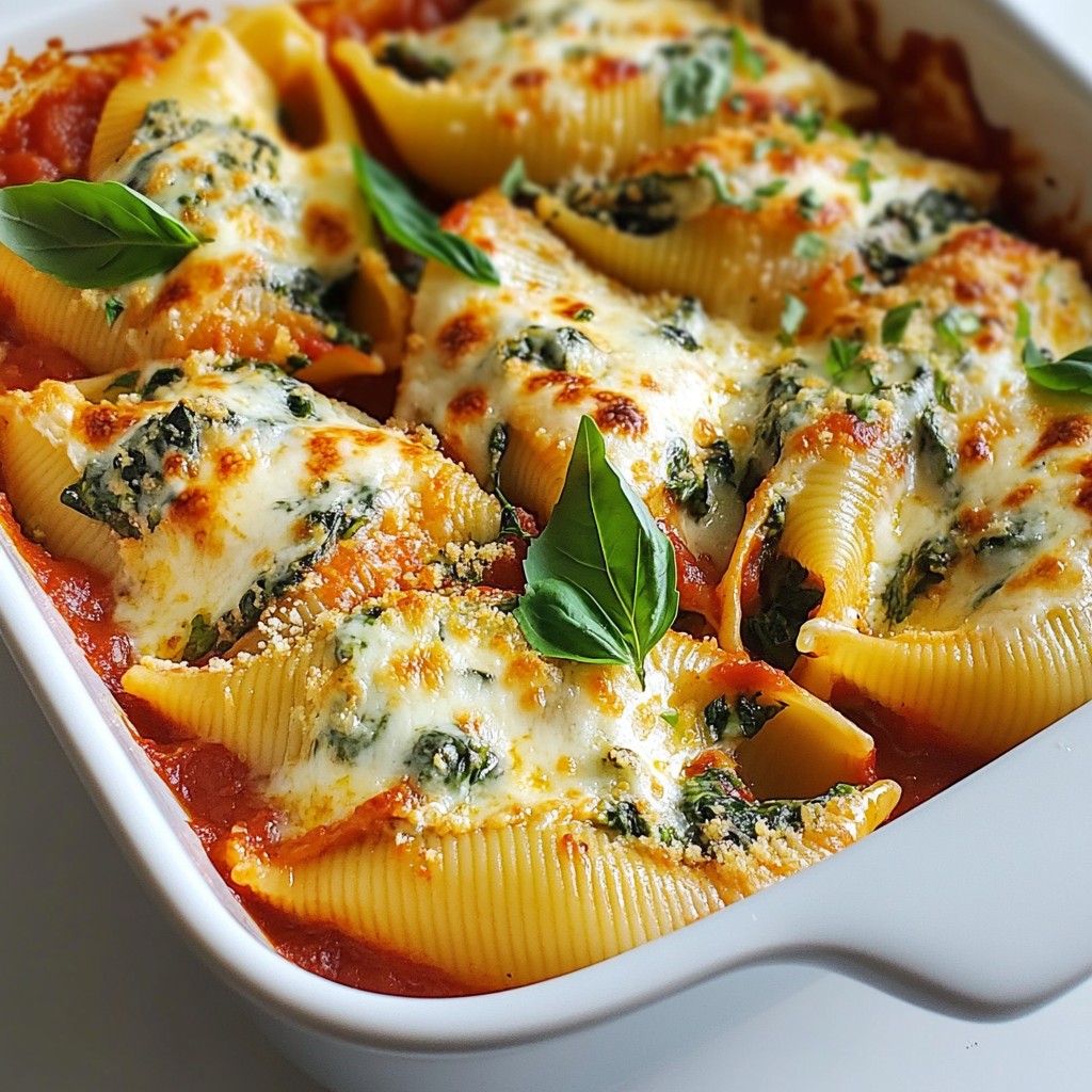Cremige Spinat gefüllte Muscheln lecker und einfach