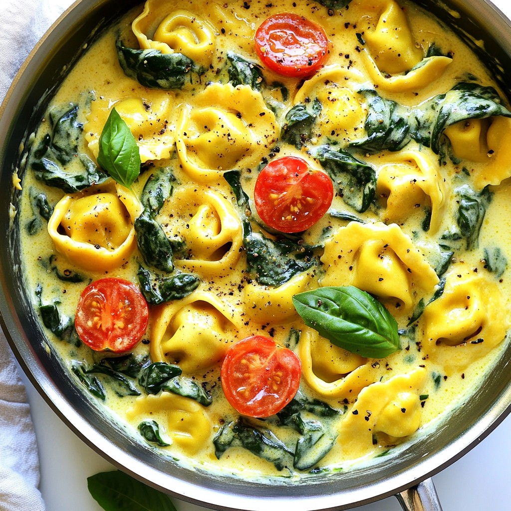 Creamy Spinach Tortellini Skillet Einfaches Rezept