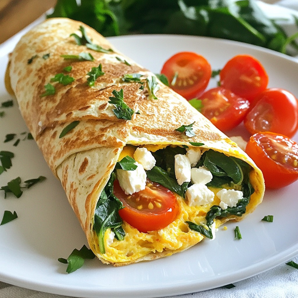 Quick Spinach Feta Omelette Wrap für schnelles Essen