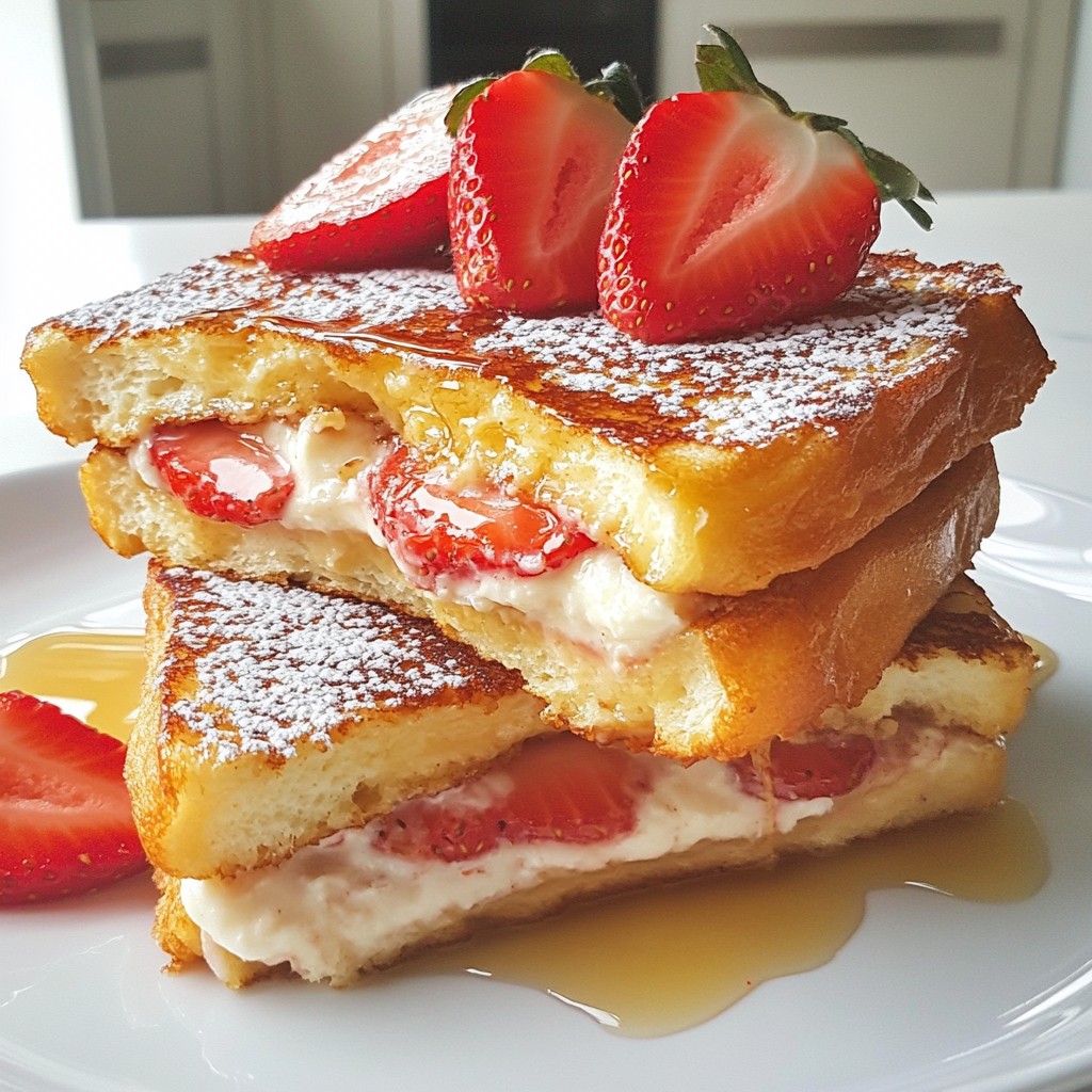 Erdbeer-Käsekuchen gefüllter Französischer Toast köstlich