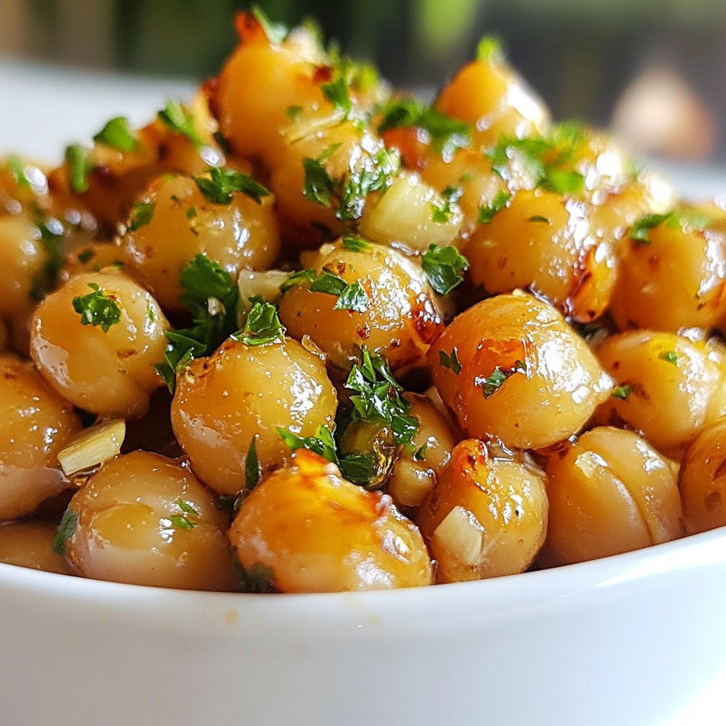 Honig Knoblauch geröstete Kichererbsen köstlicher Snack