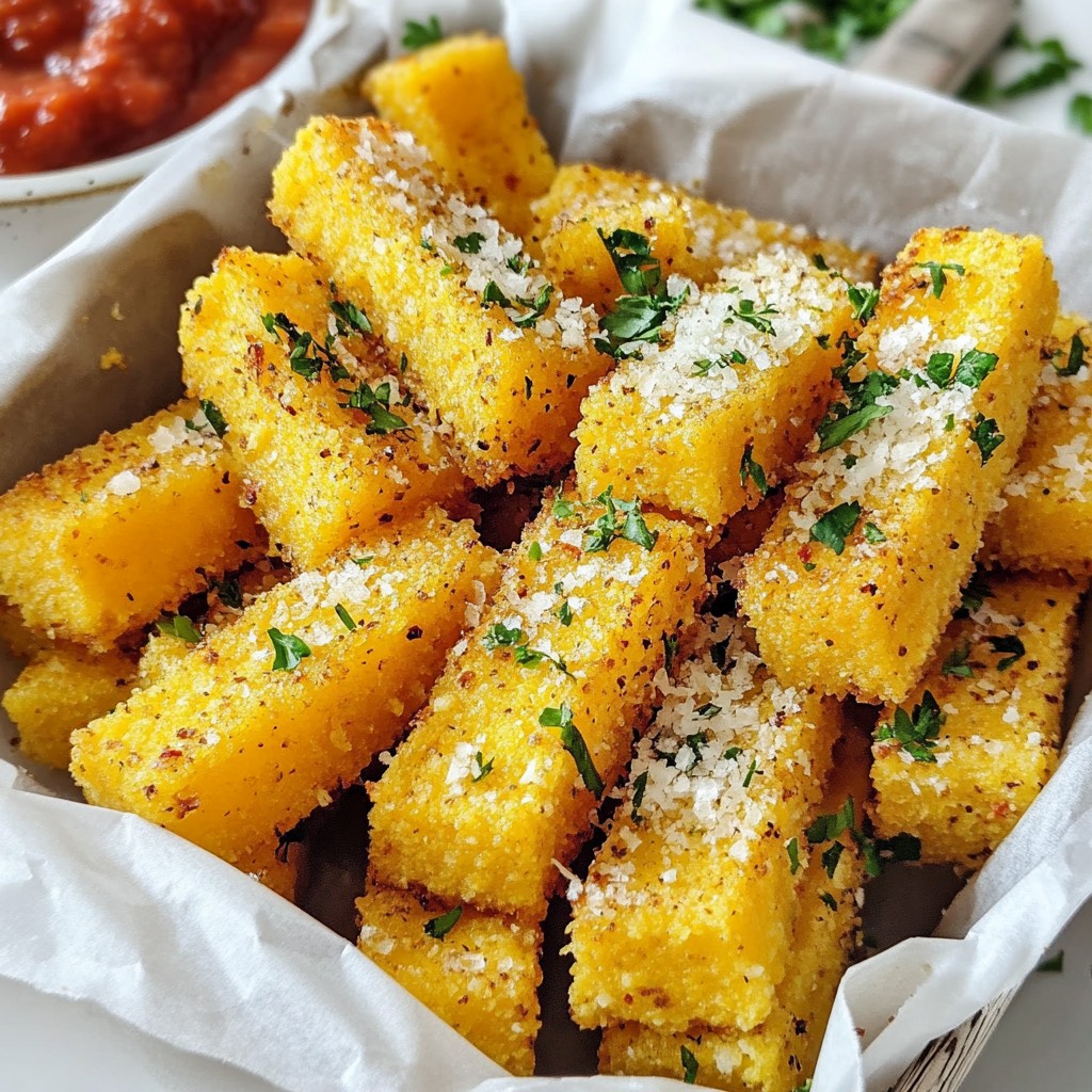 Garlic Parmesan Baked Polenta Fries Knusprig Und Lecker