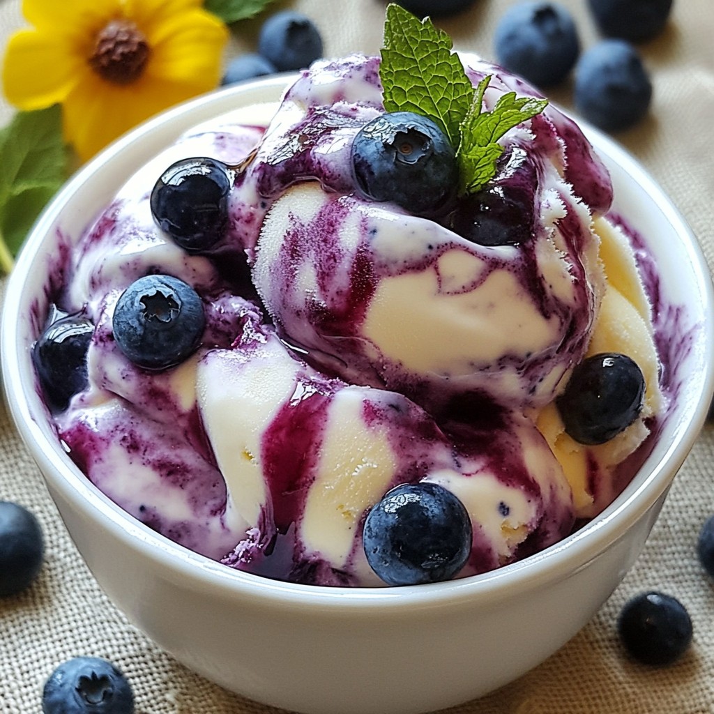 Blaubeer-Käsekuchen-Eiscreme Frisch und Lecker Genießen