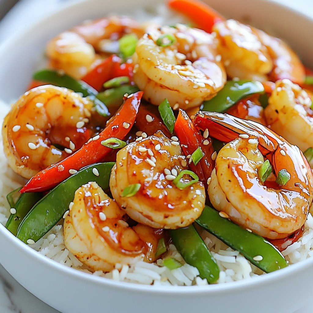 Honey Garlic Shrimp Stir-Fry Schnelle und köstliche Mahlzeit