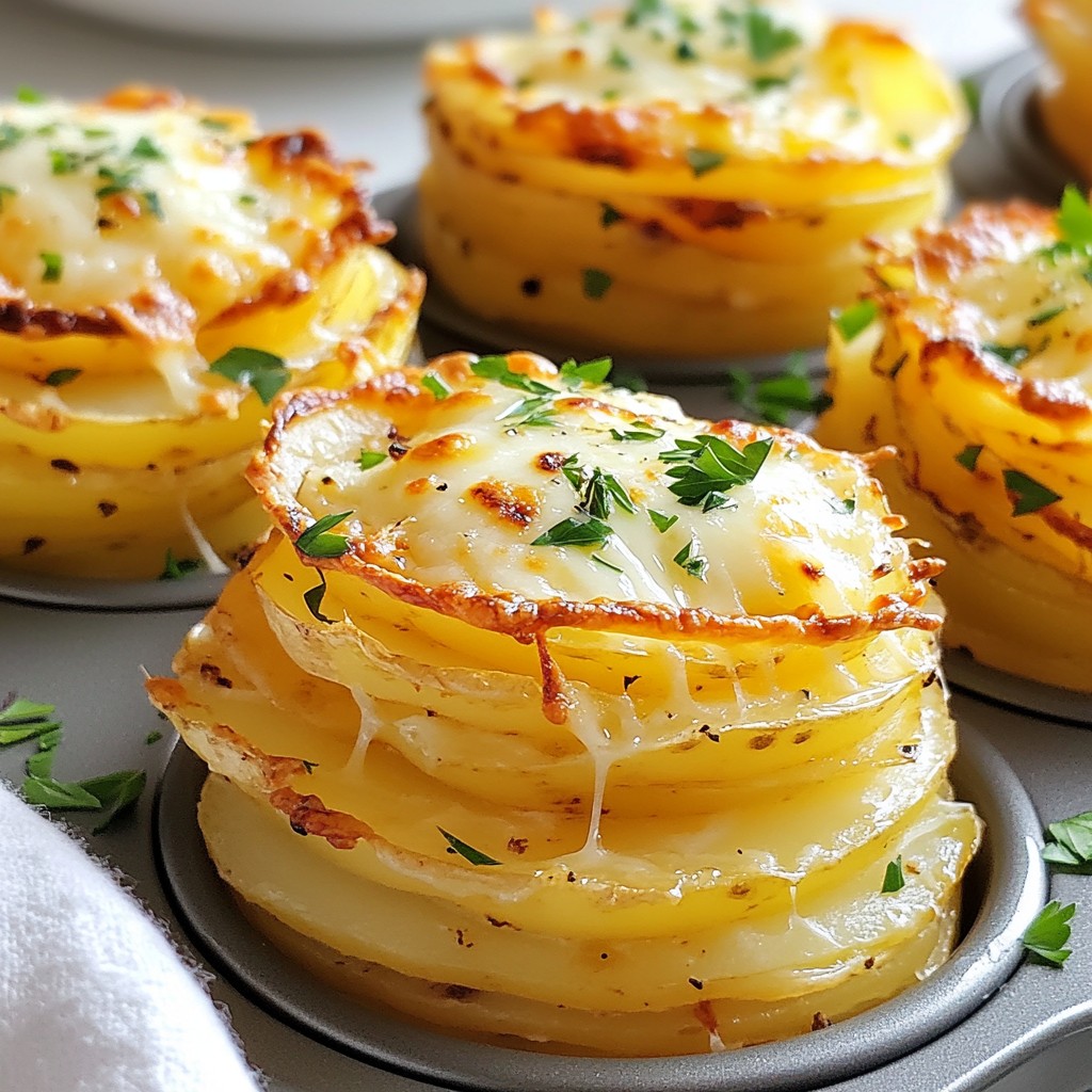 Käse-Knoblauch-Butter Kartoffelstapel Schnelle Leckerei