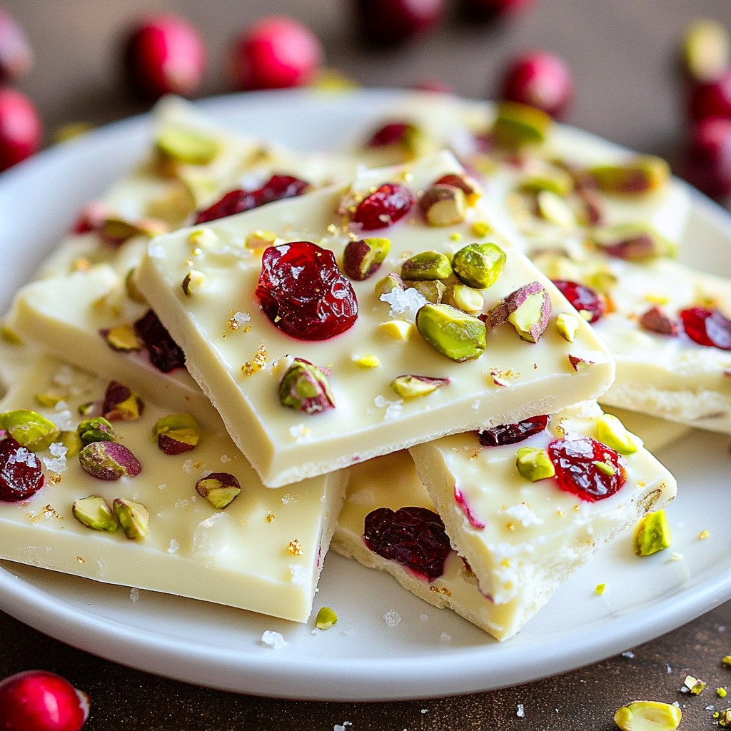 Cranberry Pistachio White Chocolate Bark Köstlicher Genuss