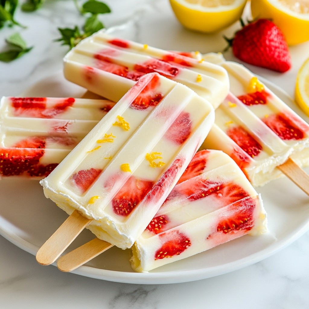 Strawberry Lemon Yogurt Popsicles Einfaches Rezept