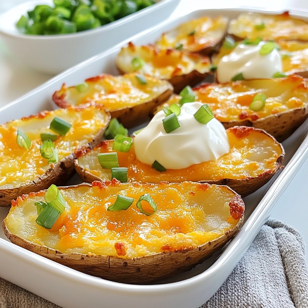 Cheesy easy side dish Baked Potato Skins Rezept