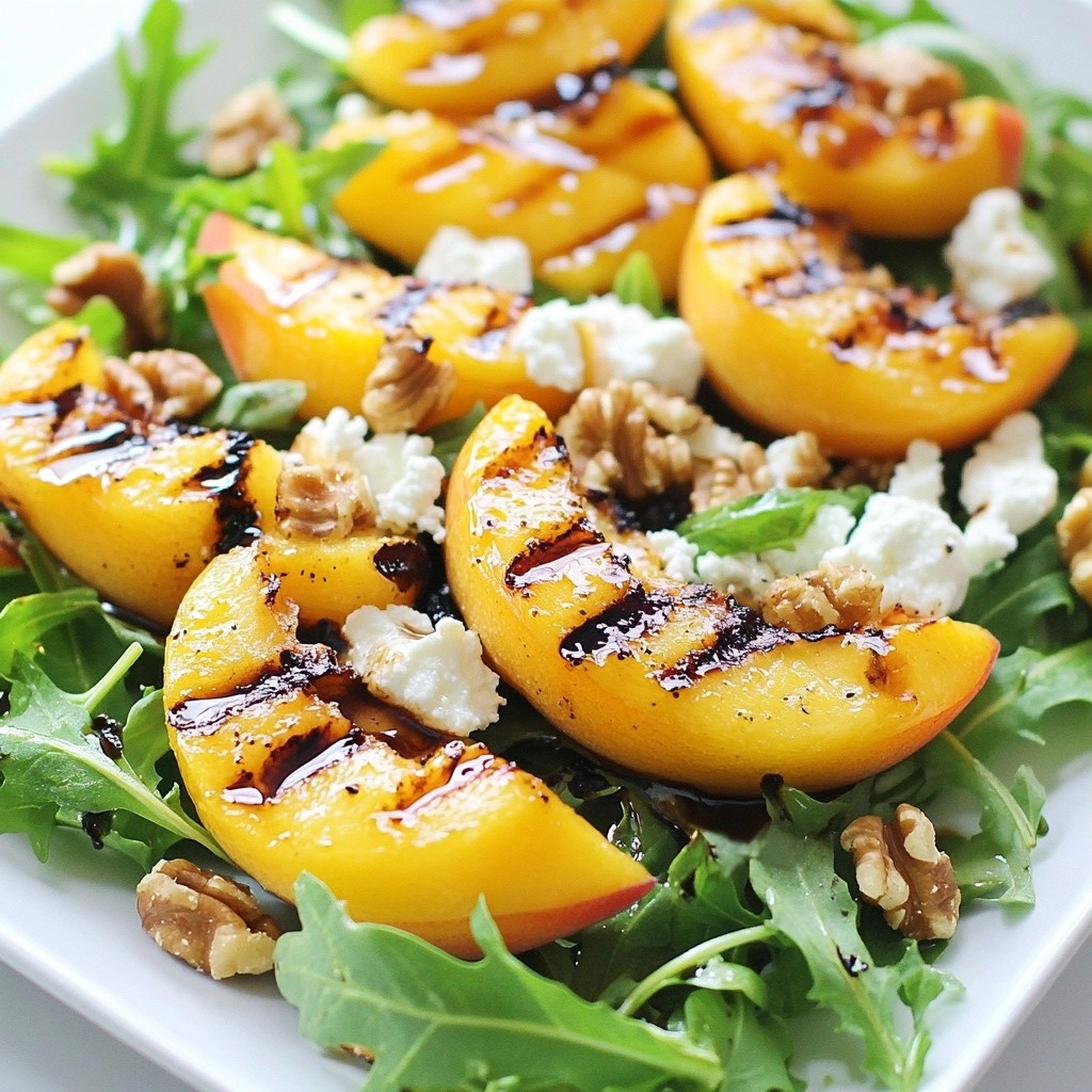 Einfache Beilage: Gegrillter Pfirsich und Rucola Salat