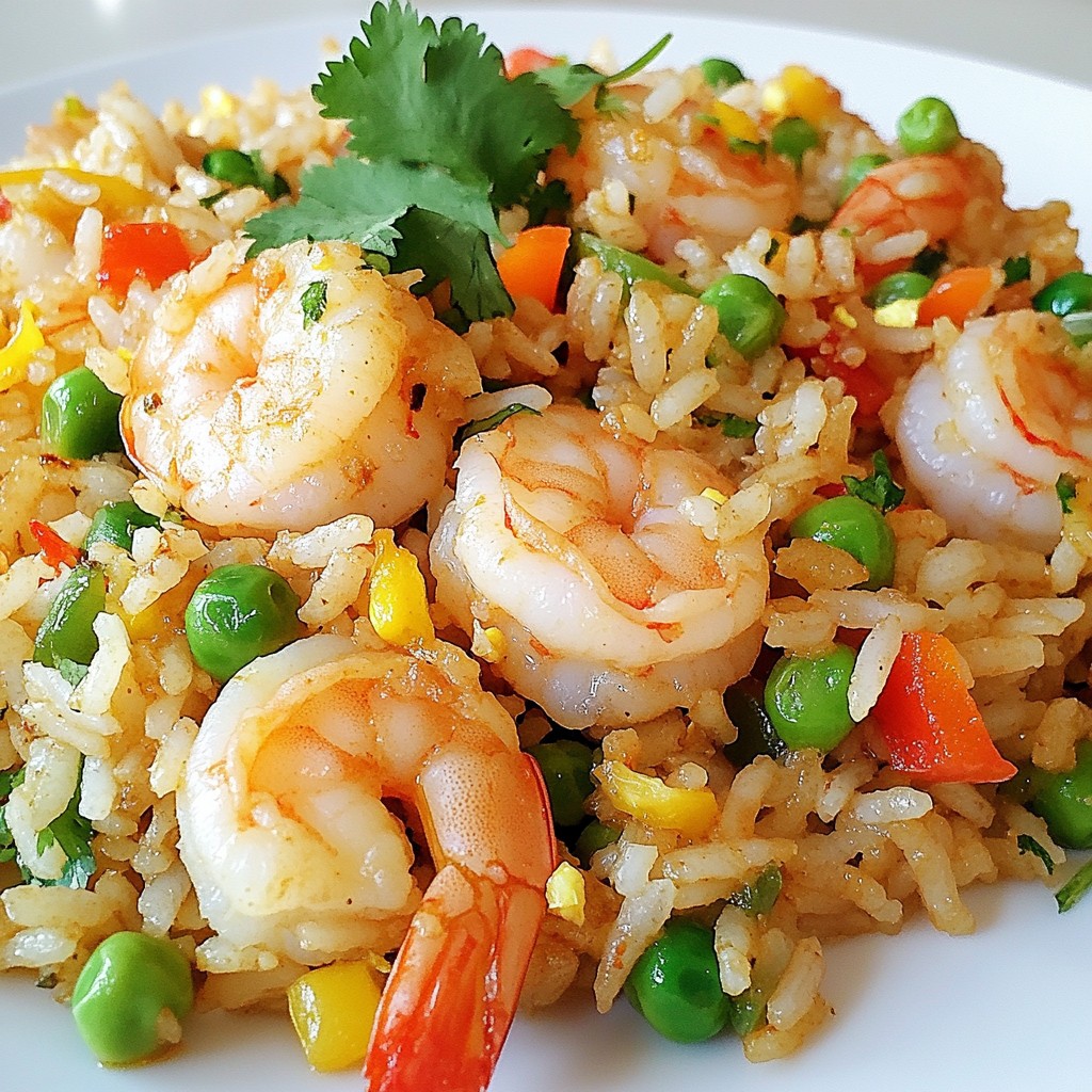 Würziger Garnelen-Fried Rice Einfaches und schnelles Gericht