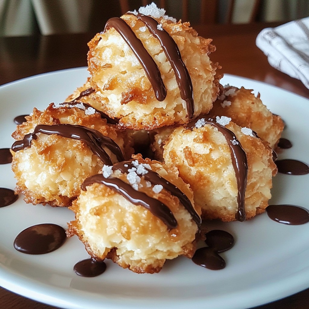 Schokoladenüberzogene Kokosmakronen köstliches Rezept