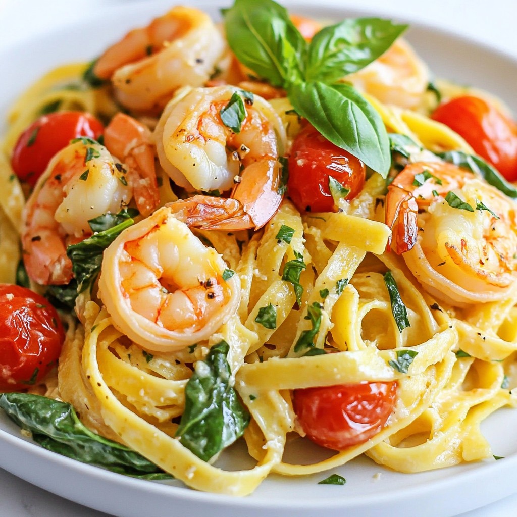 Tuscan Garlic Shrimp Pasta Köstliches und Einfaches Gericht